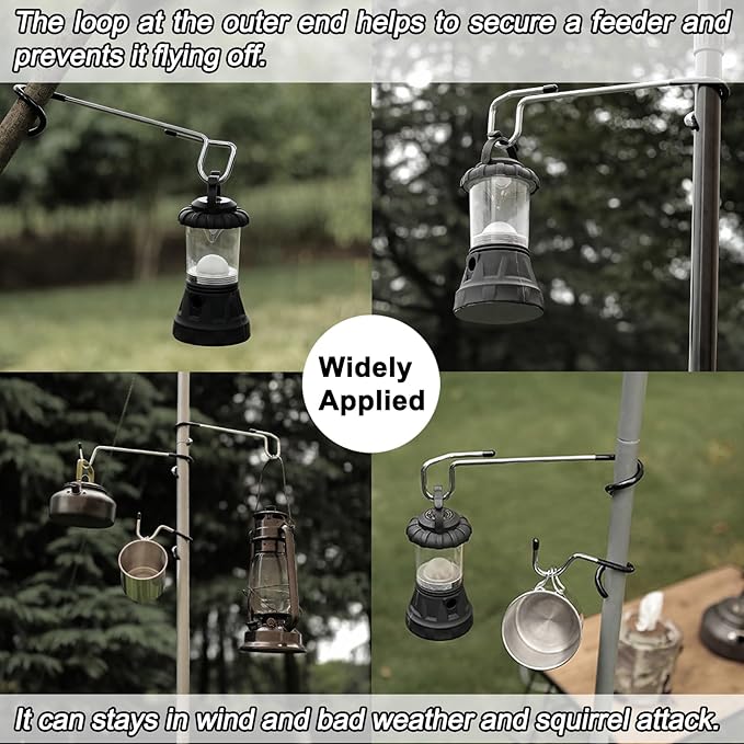 2 PCS Bird Feeder Hanger Hooks, Camping Lantern Hooks, Yard Plant Hangers, Windproof Tree Branch Hook for Wild Bird House Feeder Holder Camping Tent Pole Lamp