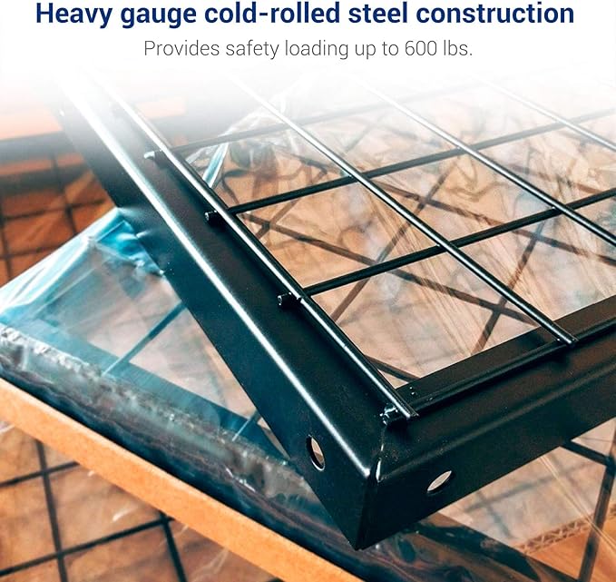 FLEXIMOUNTS 4x8 Overhead Garage Storage Rack, Adjustable Organization System, Heavy-Duty Metal Ceiling Racks, 2 Pack, Hammertone