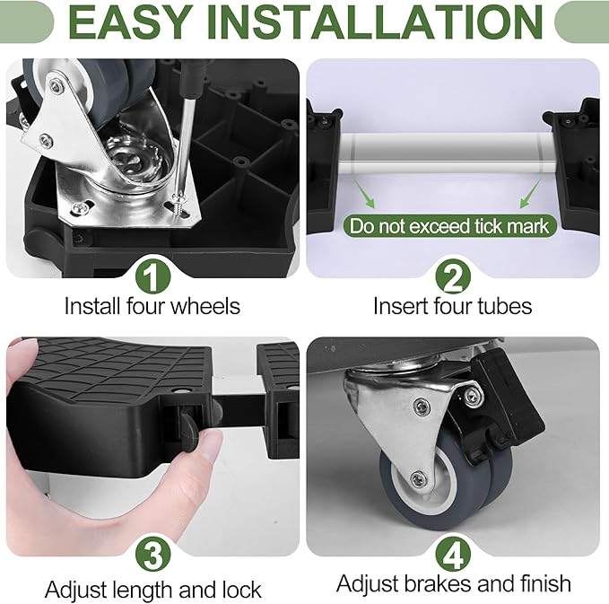 2 Pack Plant Caddy Stands with 360° Wheels Adjustable 15-22 Inch Rolling Plant Stands Heavy Duty Large Plant Carts Dolly with Casters 440lbs Capacity for Large Planter, Garden Pot, Flower Pot, Black