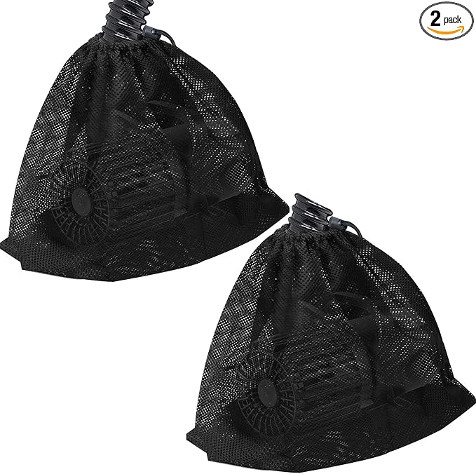 2 Pack 17.7" x 17.7" Pump Barrier Bag, Pond Pump Filter Bag, Black Media Bag Large Pump Mesh Bag for Outdoor Water Ponds Filters (2Pcs-17.7" x 17.7")