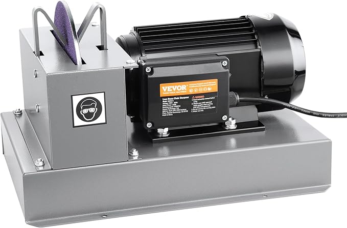 VEVOR Lawn Mower Blade Sharpener, 1HP 750W Lawnmower Blade Grinder with 9-inch Ceramic Grinding Wheel, Powerful Bench Mower Sharpening Machine for High/Low Lift Blades, Gator Blades, Flat Blades