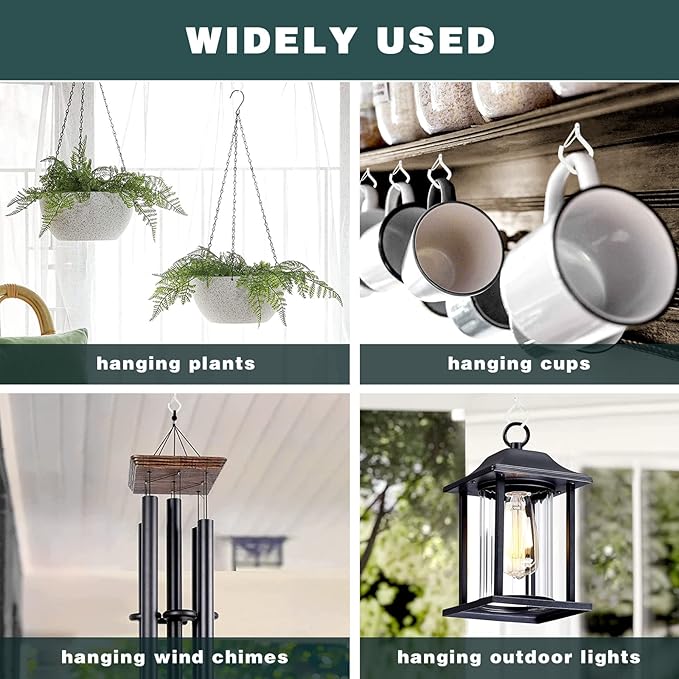 20 PCS Q-Hanger Hooks for String Lights, Ceiling Hooks for Hanging Plants, Wind Chimes, Bird Feeders, Lanterns, Christmas Decorations (Square Hanger)