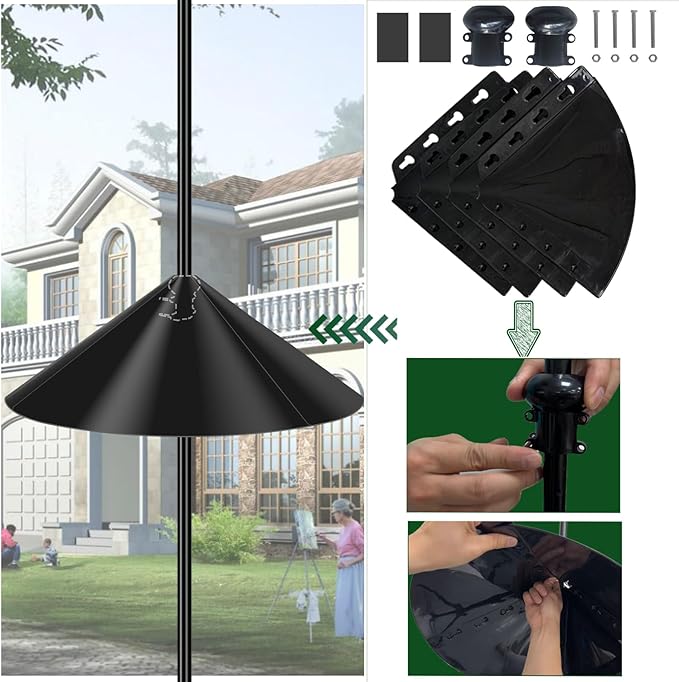 19 Inch Wide Black Squirrel Baffle - Ideal for Bird Feeder Poles, Outdoor Pole Mount Stoppers, and Shepherd’s Hooks Black 2 Pack