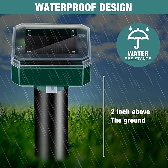 28 Pieces Solar Mole Repellent Ultrasonic Outdoor Gopher Deterrent Spikes for Garden Yard Lawn Waterproof Solar Powered Repeller for Groundhogs, Voles, Snakes and Other Burrowing Animals (Square)