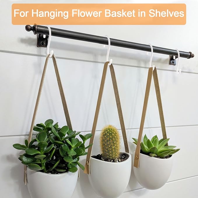 12 Pack 4 Inch S Hooks for Hanging Plants, Heavy Duty, Vinyl Coated Non Slip, White - Pot Rack Closet Hooks for Clothes, Kitchen Utensils, Pots, Pans, Bags
