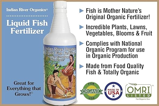 OMRI Listed Organic, Hydrolyzed Liquid Fish Fertilizer, 1 Quart / 36 ounces net wt.