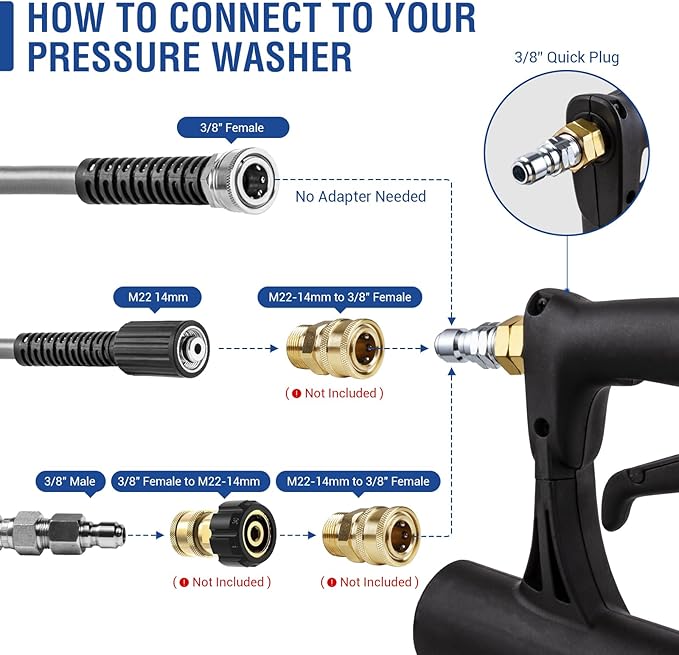 MEKOH Pressure Washer Surface Cleaner 24'', 4500PSI Stainless Steel Surface Cleaner Attachment with Wheels, Power Washer Accessory for Driveway Sidewalk Curb Deck Patio Cleaning, 3/8'' Quick-Connect