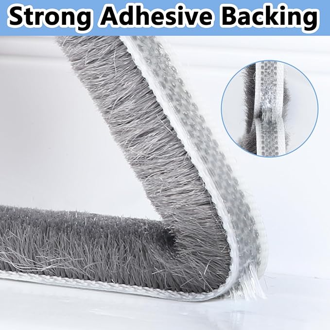 2Pack Weatherstripping Sealing Strip, Self Adhesive Door Window Weather Stripping,33FT Door Window Sealing for Weatherproofing Grey