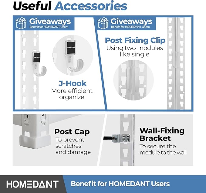 HOMEDANT 5 Tier Laminated White Boltless Metal Shelving Unit Adjustable Garage Storage Utility Rack Heavy Duty Shelves Organization Multipurpose Shelf Warehouse Pantry 28" W x 12.3" D x 59.5" H 1Pack
