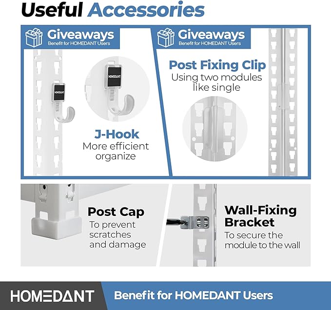 HOMEDANT 5 Tier Laminated White Boltless Metal Shelving Unit Adjustable Garage Storage Utility Rack Heavy Duty Shelves Organization Multipurpose Shelf Warehouse Pantry 28" W x 12.3" D x 59.5" H 4Pack
