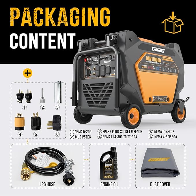 10000W Dual Fuel Inverter Generator, Gasoline or Propane Powered Portable Generator, ATS Ready, 50A Ultra Outlet, Remote Start, CO Sensor, ECO Mode, Super Quiet for Home Backup & RV Use