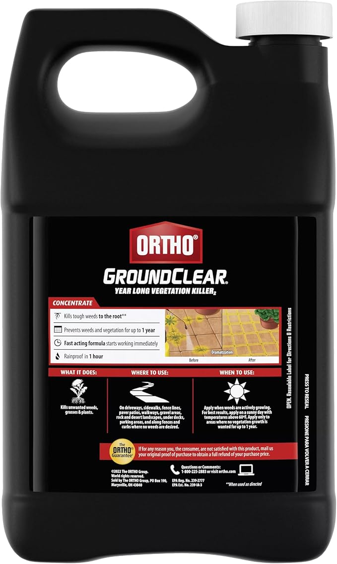 Ortho GroundClear Year Long Vegetation Killer2 Concentrate, Kills and Prevents Weeds Up to 12 Months, 1 gal.