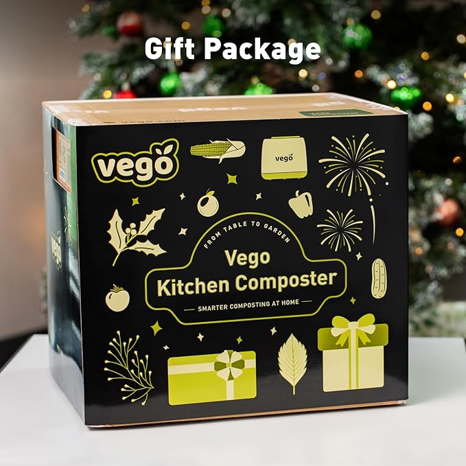 Vego Kitchen Composter, 4L Electric Composter Countertop 5 Modes Weight-Based Smart Compost Bin with App Odorless Auto-Cleaning Food Waste Compost Machine Indoor, Black