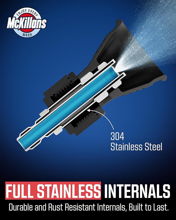 McKillans 40 Degree Pressure Washer Nozzle - Stainless Steel, High-Efficiency Cleaning, Durable Nozzle Guard with Rubberized Protection (4.0 Orifice)