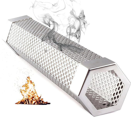 Smoke Tube for Pellet Smoker 12'', Smoker Tube 5 Hours of Billowing Smoke Hot/Cold Smoking, Smoking Tube, for Add Smokey BBQ Flavor on Gas Grill or Charcoal Grills with This Stainless Steel Wood Chip