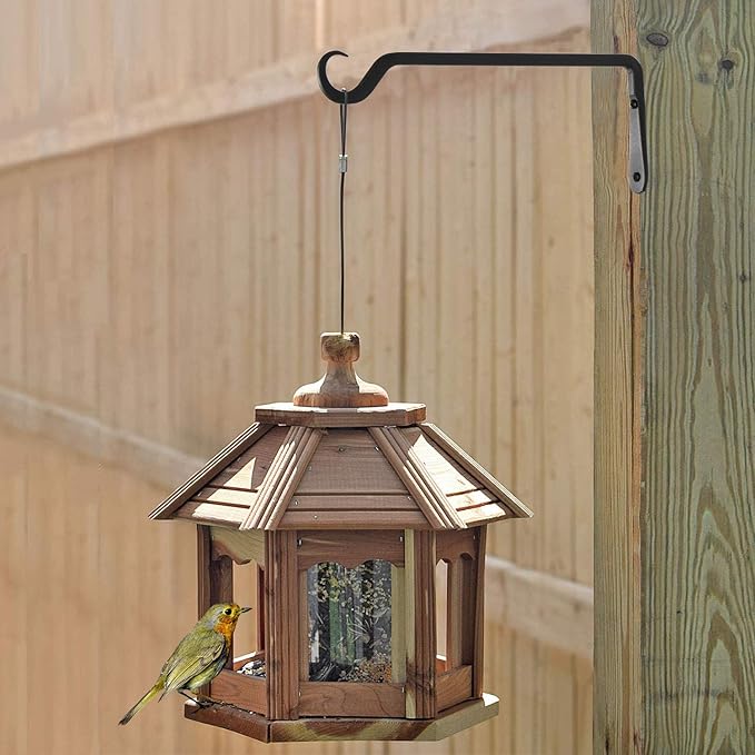 12" Plant Hangers 6-Pack - Heavy Duty Rust-Resistant Steel Hooks for Bird Feeders, Indoor/Outdoor Plants & Wall Decor, Black