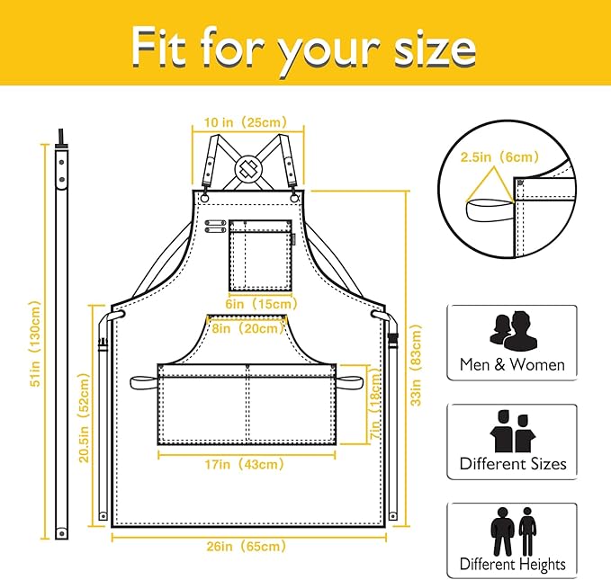 10 Pack Kitchen Aprons, Work Apron, Canvas, Multiple Pockets, Gardening, Painting, BBQ, Artist, Carpenter, Sizes M to XXL, Yellow