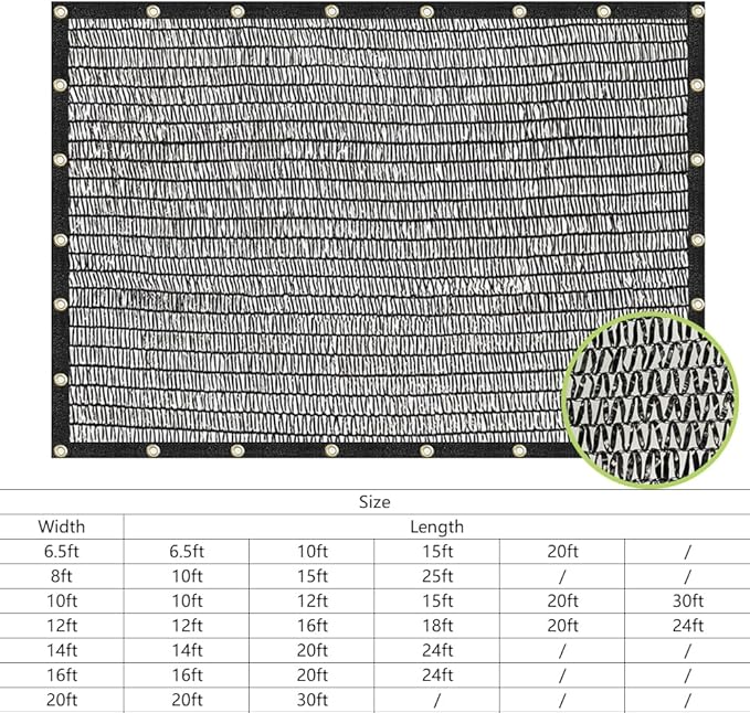 POYEE 40% 12ftx24ft Shade Cloth Garden Mesh Sun Shade Netting Sunblock Fabric with Grommets for Plants Heat Protection Patio Outdoor Greenhouse Pergola Vegetable Chicken Coop