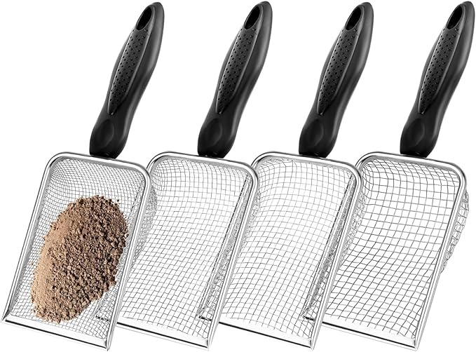 4 Pcs Gardening Soil Sifter, Shape Garden Sieve Sifter with Handle (2/2.8/3.8/5 mm Mesh), Portable Gardening Sifter for Gradening Sand Soil Dirt Compost (4 Set)