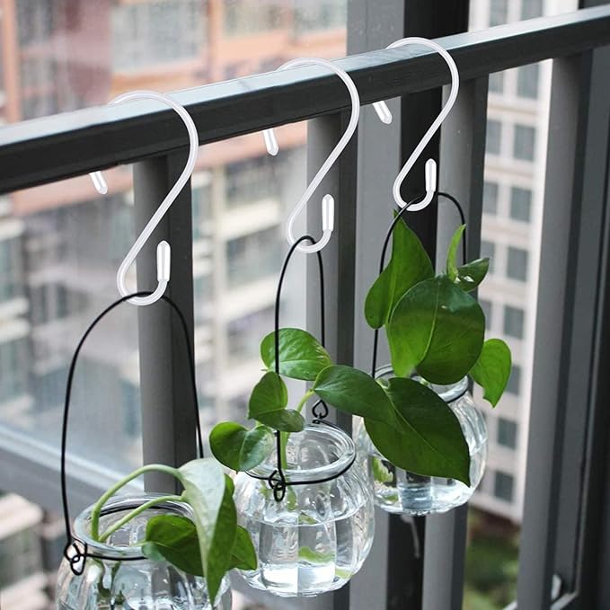 20 Pack 3.15 Inch S Hooks Stainless Steel Hanging Hooks Heavy Duty S Hooks for Hanging Kitchenware, Pots, Pans, Plants, Clothes, Towels in Kitchen, Bathroom, Closet, Garden (White)