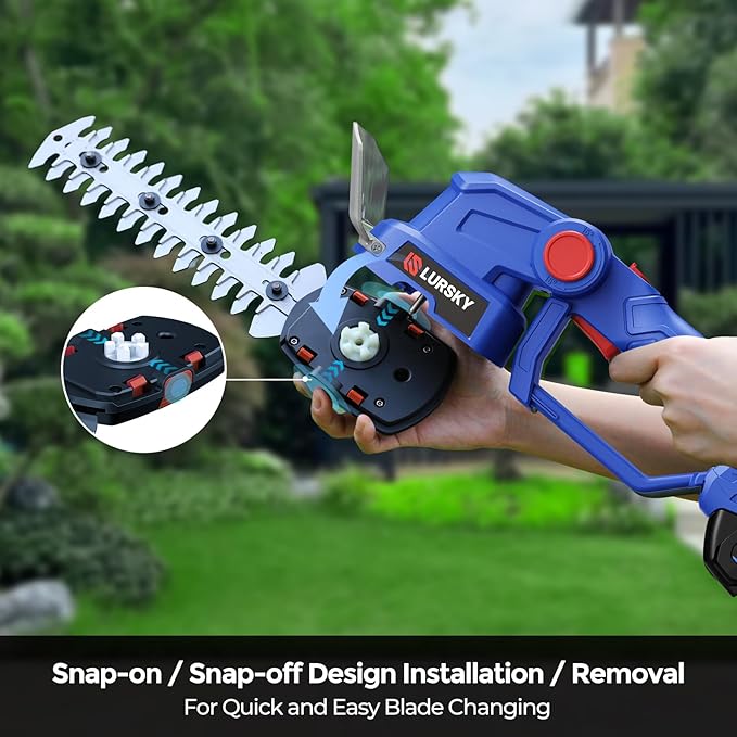 Cordless Hedge Trimmer with Battery 2.0Ah - 2-in-1 21V Grass Shears Handheldwith 2 PCS Rechargeable Battery, Electric Shrub Trimmer Kit for Garden, Yard and Lawn, Charger Included