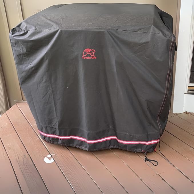 Turtle Life BBQ Grill Cover, 46 Inch Heavy Duty Waterproof Barbecue Gas Grill Covers for Flat Top Griddle, Anti-Fading Cover for Gas Grill, Black