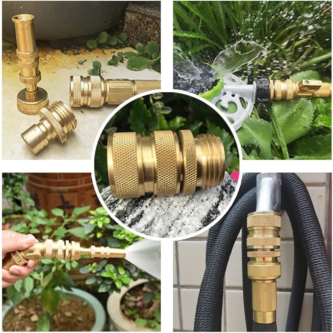 PLG Brass Garden Hose Quick Connect Fittings 3/4 Inch - Leak-Proof for Nozzles, Watering & Car Washing, 4 Pack
