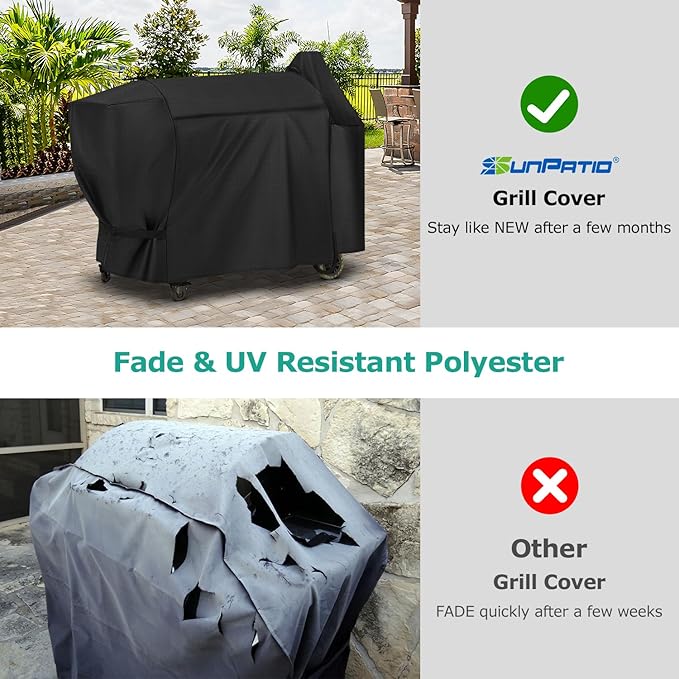 SunPatio Grill Cover Compatible with Pit Boss Austin XL/Rancher XL Wood Pellet Grill, All Weather Protection BBQ Cover, Black