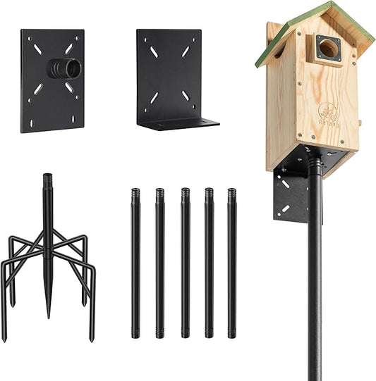 92 Inch Smart Bird Feeder Poles for Outdoors Heavy Duty with 5 Prong Base,Bird Feeder Stand for Outside, Adjustable Bird House Pole,Garden Stake,Weather Station Mounting Kits(Birdhouse not Included)