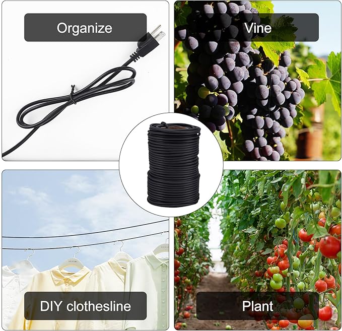 101 Feet Soft Plant Ties Black Plant Twist Ties, Plant ties for Support. for Plants Gardening Office Home, TPR Flexible Garden Ties Supplies with 3mm Diameter