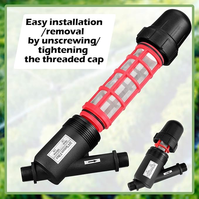1 Pcs Drip Irrigation Inline Y Filter with Mesh Screen, 3/4" x 3/4" Male Thread Connections Hydroponics Y Filter for Garden Greenhouse Agricultural Drip Sprinkler Irrigation