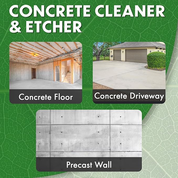 Eco Etch Pro Concrete Cleaner & Etcher Dissolver - Efflorescence, Rust & Dirt Remover from Brick, Driveway, Garage - Gentle Substitute for Citric Acid - Non-Toxic & Safe - 55 Gallon