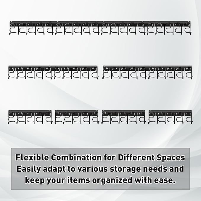 LEYU Metal Garage Tool Organizer Wall Mount, 4 Pack Garden Tool Organizer With Extension Cord Straps, Garage Organization Hooks and Hangers for Shed, Yard Storage, Wall Holder for Hanging Broom Mop