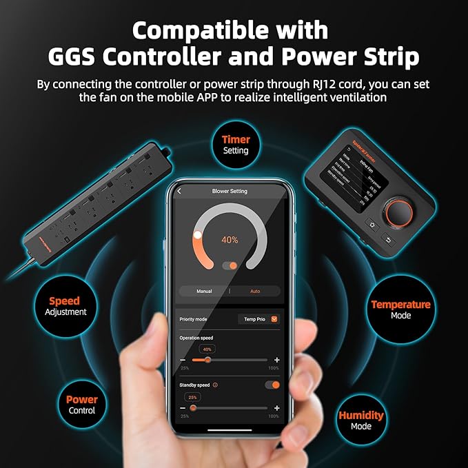 Spider Farmer Air Filtration Kit 6 Inch, Inline Duct Fan with RJ12 Speed Humidity Controller, Carbon Filter Combo, 25 Ft Ducting, Ventilation System Kit for Grow Tents, Hydroponics, Indoor Gardening