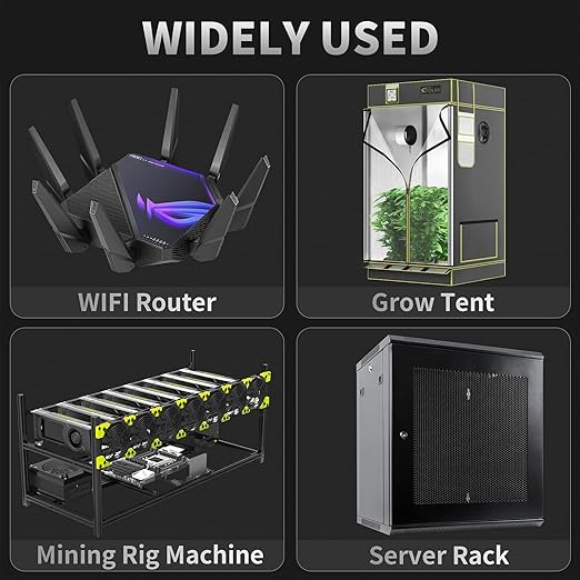12V 120mm Muffin Fan, 5-Speed Adjustable - Dual Ball Bearing, 60000H Lifespan - Ideal for Doorways, Greenhouses, Cabinets, Electronics