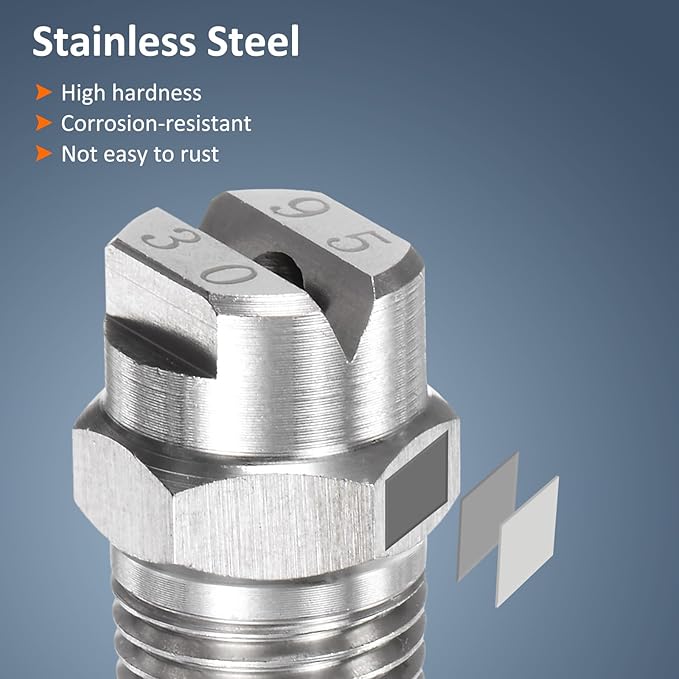 2-Pack Flat Fan Spray Tip, 95 Degree 1/4BSPT Male Stainless Steel Pressure Washer Nozzles Cleaner Nozzle Replacement W Sealing Tape for Water Guns (3.6mm Orifice)