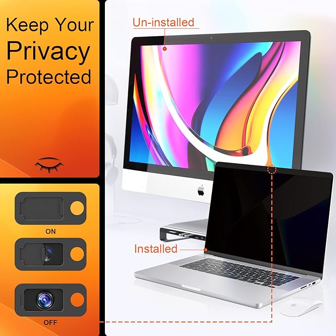 Mamol Magnetic Privacy Screen MacBook Pro 13 Inch (2012-2015), Removable Anti Blue Light Glare Filter Laptop Privacy Screen Protector with Camera Cover for Apple Mac 13'' Model (A1278,A1425, A1502)