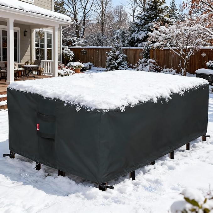 SheeChung Patio Furniture Cover Waterproof,Heavy Duty 600D Outdoor Furniture Covers,Patio Table and Chair Set Cover,Outdoor Sectional Sofa Set Covers Rectangular 117"L x 76"W x 28"H