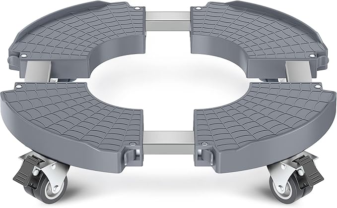 VANCASTLE Plant Caddy Plant Stand with Wheels, Heavy Duty Plant Roller Base 15-22 Inch Adjustable，Palnt Wheel Base 440 LBS, Large Potted Planter Cart Dolly for Flower Mover, Gray, 1 Pack