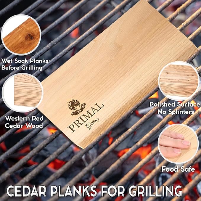 Premium Cedar Planks - Cedar Planks for Grilling Salmon - Thicker Design for Moister - Natural Wood Planks for Grilling - (5 Pack)