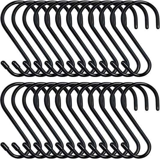 24 Pack 4 Inch Heavy Duty Large S Hooks - Vinyl & Rubber Coated Non Slip Metal S Hooks for Hanging Plants, Closet, Garden, Jeans, Jewelry, Pot, Pan, Cups, Towels