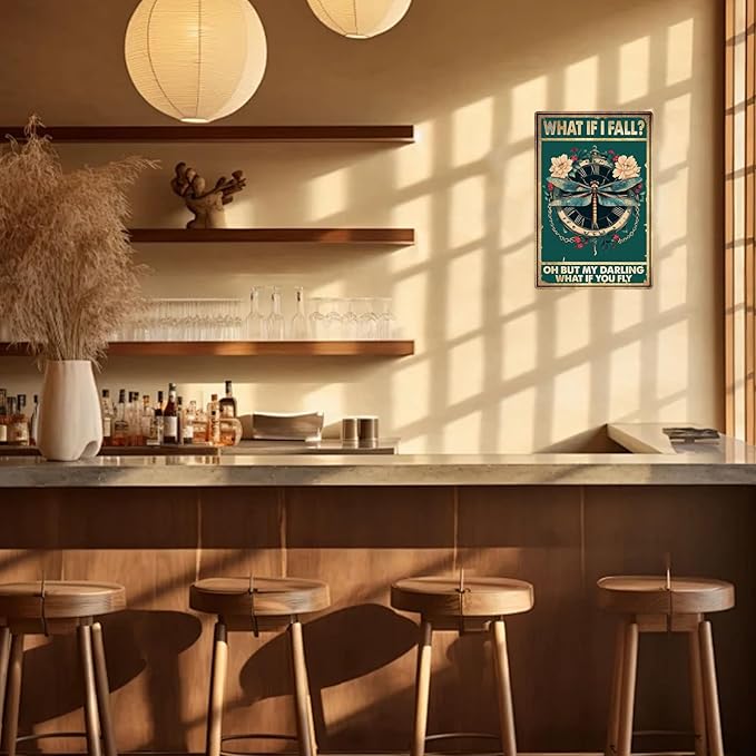 Vintage Metal Sign What If I Fall Oh But My Darling What If You Fly Tin Sign Funny Walll Decor for Bar Kitchen Pubs Cafe Home Garage 12×8 Inch