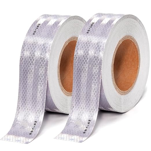 2" X 200ft DOT-C2 Reflective Safety Tapes Silver Adhesive Reflector Tape for Trailer Cars Trucks Outdoor Waterproof (Silver200FT)