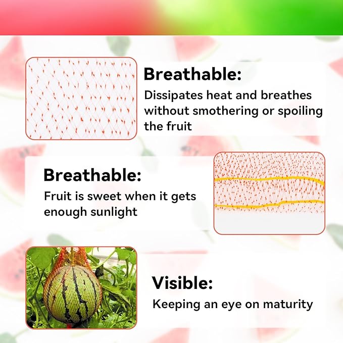 MAQIHAN 40pcs Watermelon Nets - Melon Nets Melon Hammock Heavy Duty Watermelon Net for Garden Reusable Cantaloupes Mesh Bags Hammock for Trellis Cradle(17.7inch,Red)