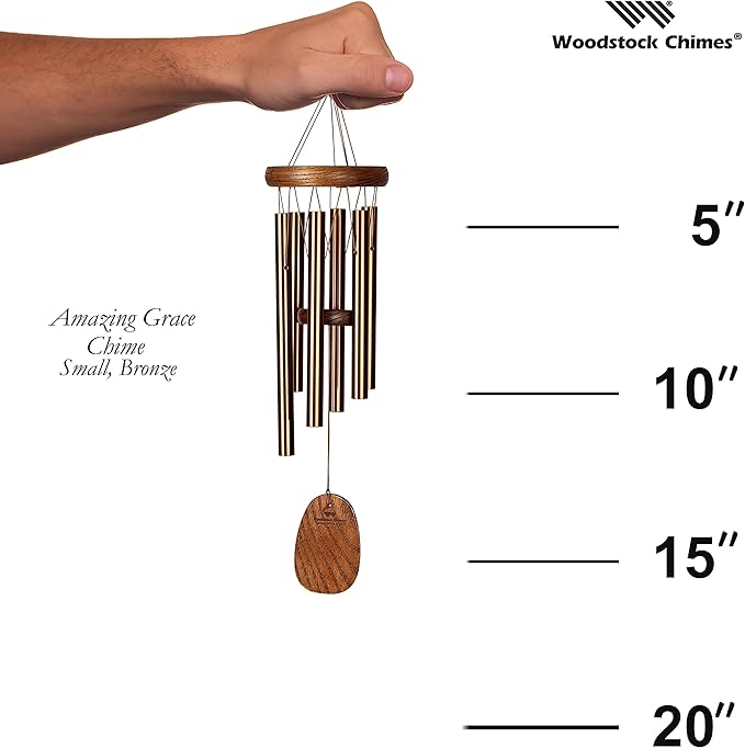 Woodstock Chimes Neptune Wind Chime for Outside 16" Small Bronze, Outdoor Decor for Patio, Porch, Garden, Memorial Gift for Loved Ones AGSBR