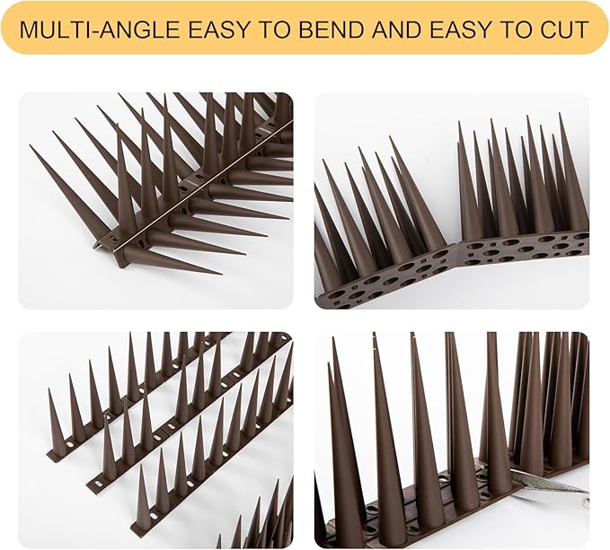 OFFO Bird Spikes Pigeon Outdoor Spikes for Cat Keep Birds Raccoon Woodpecker Away Covers 4 Feet(1.2m), Brown