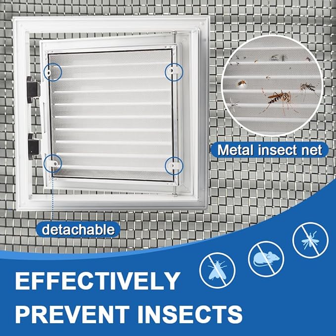 11.65 x 11.65 inch - Access Doors - Access Panel for Drywall with Push-Button Switch - Access Panel with Vent - Aluminum Alloy - White - Good Ventilation - Inside Dimensions: 10 x 10 inch