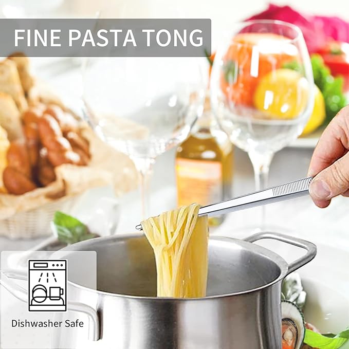 MSY BIGSUNNY Set of 2 Kitchen Tweezers Fine Tweezer Tongs 12 Inch Stainless Steel Food Tweezer, Precision Serrated Tips Food Tongs,Extra-Long Straight Tweezers