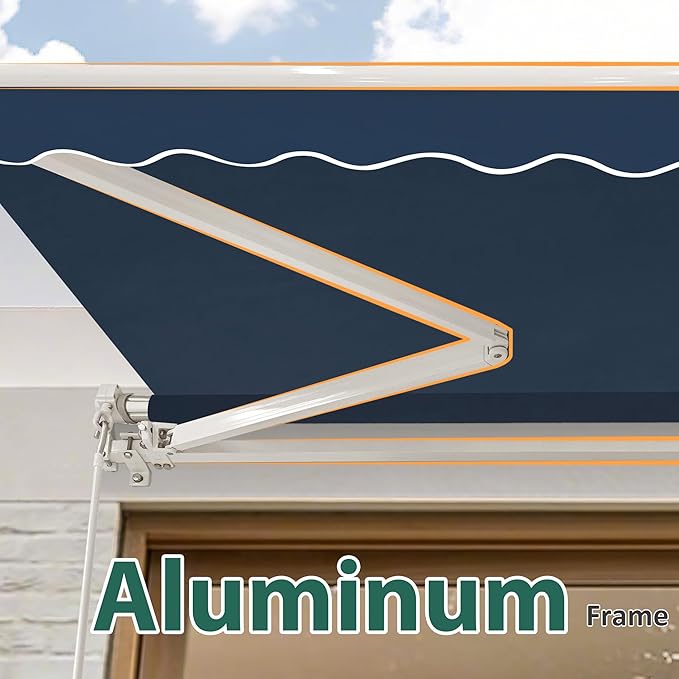 MCombo 11.5x9.5 Feet Manual Retractable Patio Door Window Awning Sunshade Shelter Outdoor Canopy, 1210 (Dark Blue, 11.5'(L) x 9.5'(W))