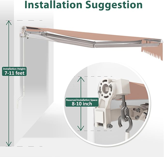 MCombo 11.5x9.5 Feet Manual Retractable Patio Door Window Awning Sunshade Shelter Outdoor Canopy,1210 (Beige, 11.5'(L) x 9.5'(W))